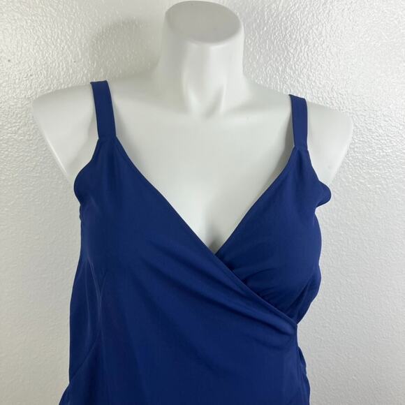 Everlane Japanese Goweave Tank Wrap Dress Size 14 Blue Wedding Minimalist - Picture 3 of 8